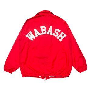 Vintage Wabash College Size XL Indiana Nylon Snap Red Wind Jacket Little Giants